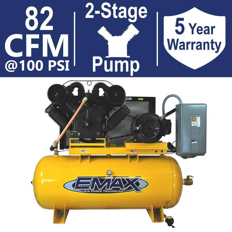EMAX Industrial E450 Series 120 Gal. 175 psi 25 HP 96 CFM 3-Phase 460V 2-Stage Stationary Electric Air Compressor - HP25H120V3-460