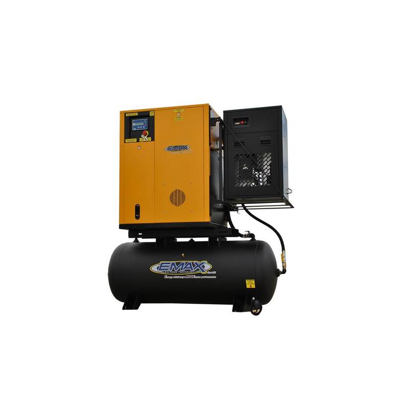 EMAX Premium Series 7.5 HP 208-V 3-Phase 120 Gal. Electric Variable Speed Rotary Screw Air Compressor with Refrigerated Dryer - HRVK070003