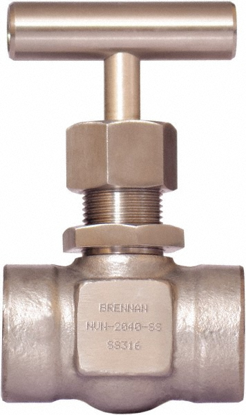 Value Collection Needle Valve: T-Handle, Straight, 1/4" Pipe, NPT End, Stainless Steel Body - 67550037