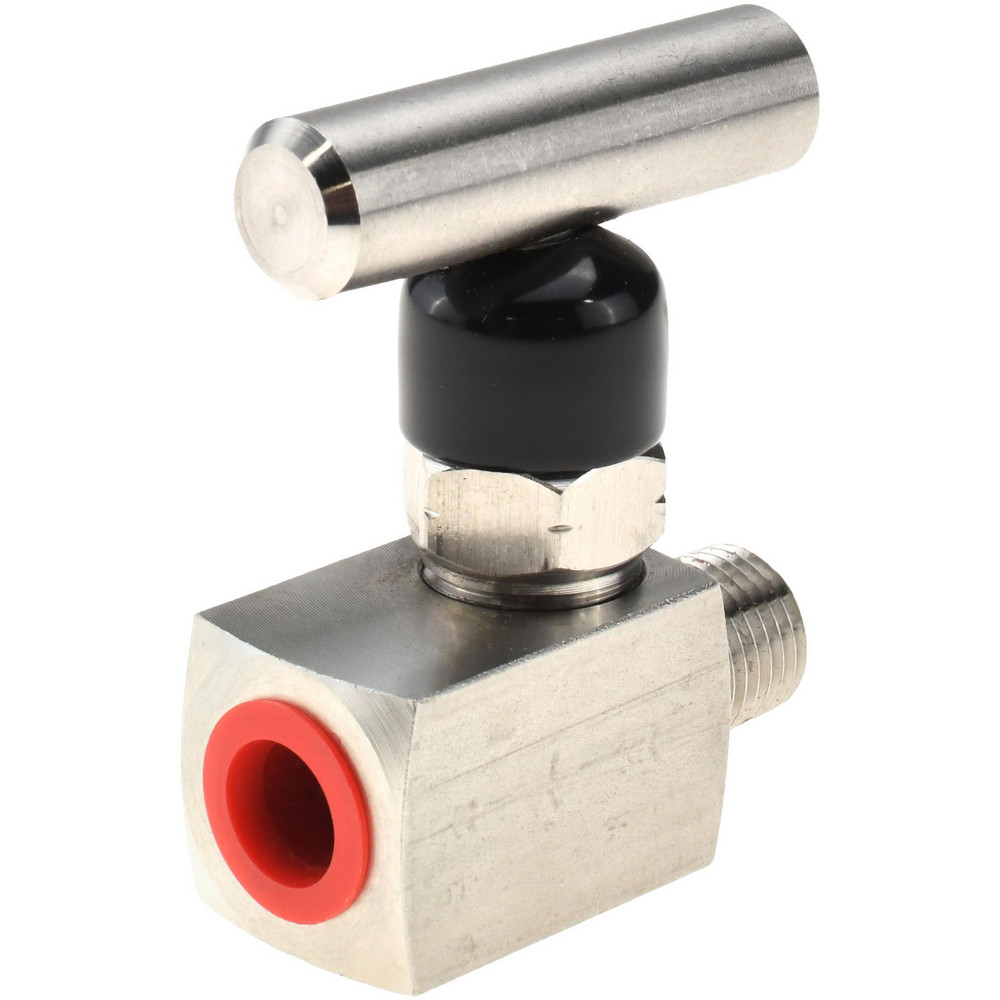Value Collection Needle Valve: T-Handle, Straight, 1/4" Pipe, NPT End, Stainless Steel Body - 67550037