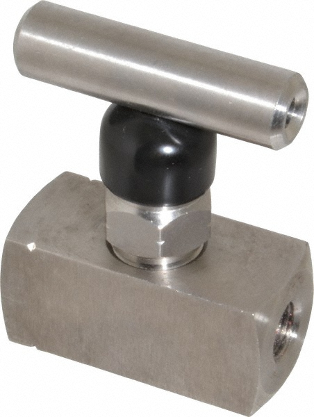 Value Collection Needle Valve: T-Handle, Straight, 1/4" Pipe, NPT End, Stainless Steel Body - 67550037