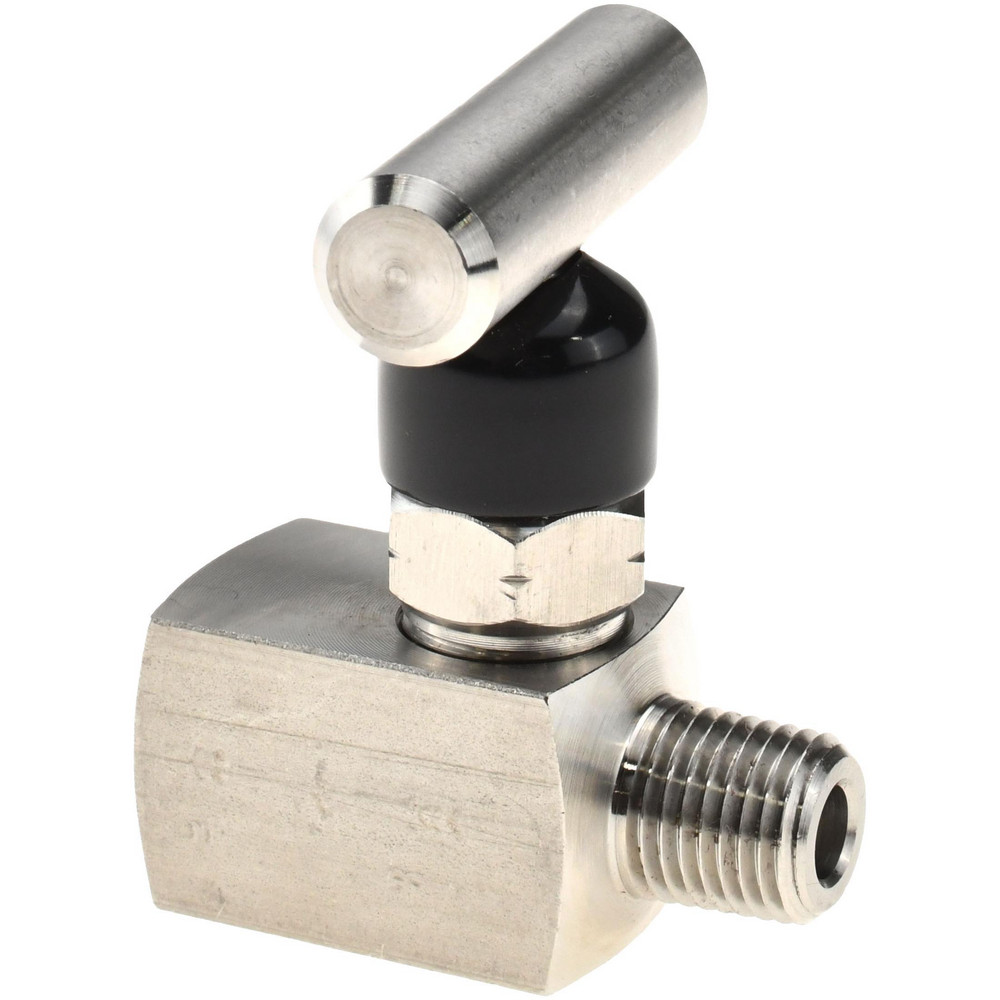 Value Collection Needle Valve: T-Handle, Straight, 1/4" Pipe, NPT End, Stainless Steel Body - 67550037