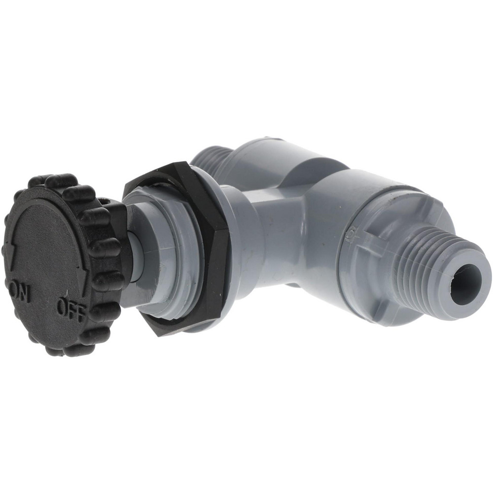 Specialty Mfr Needle Valve: Straight, 1/4" Pipe, FNPT x FNPT End, Polyvinylchloride Body, Ethylene Propylene Diene Monomer Seal - 7030090