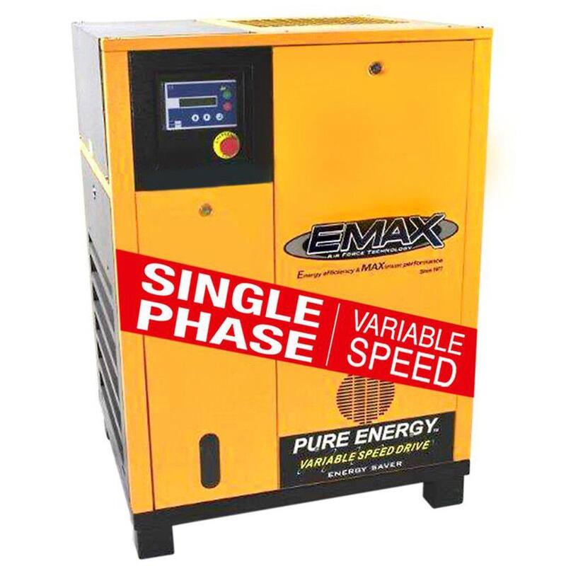 EMAX Premium Series 10 HP 208-Volt 1-Phase Electric Rotary Screw Air Compressor - HRV0100001