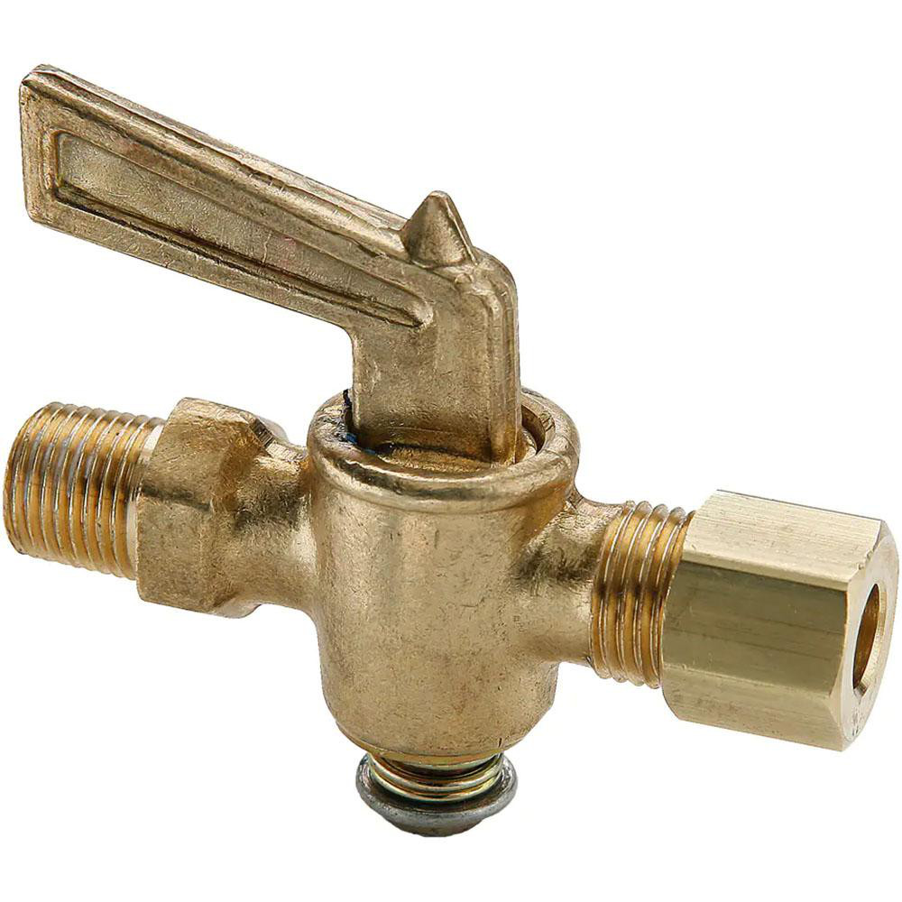 Parker 1/4" Pipe, 1/4" Tube, Compression Pipe to Male Pipe Drain Cock & Shutoff Valve - V304C-4-4