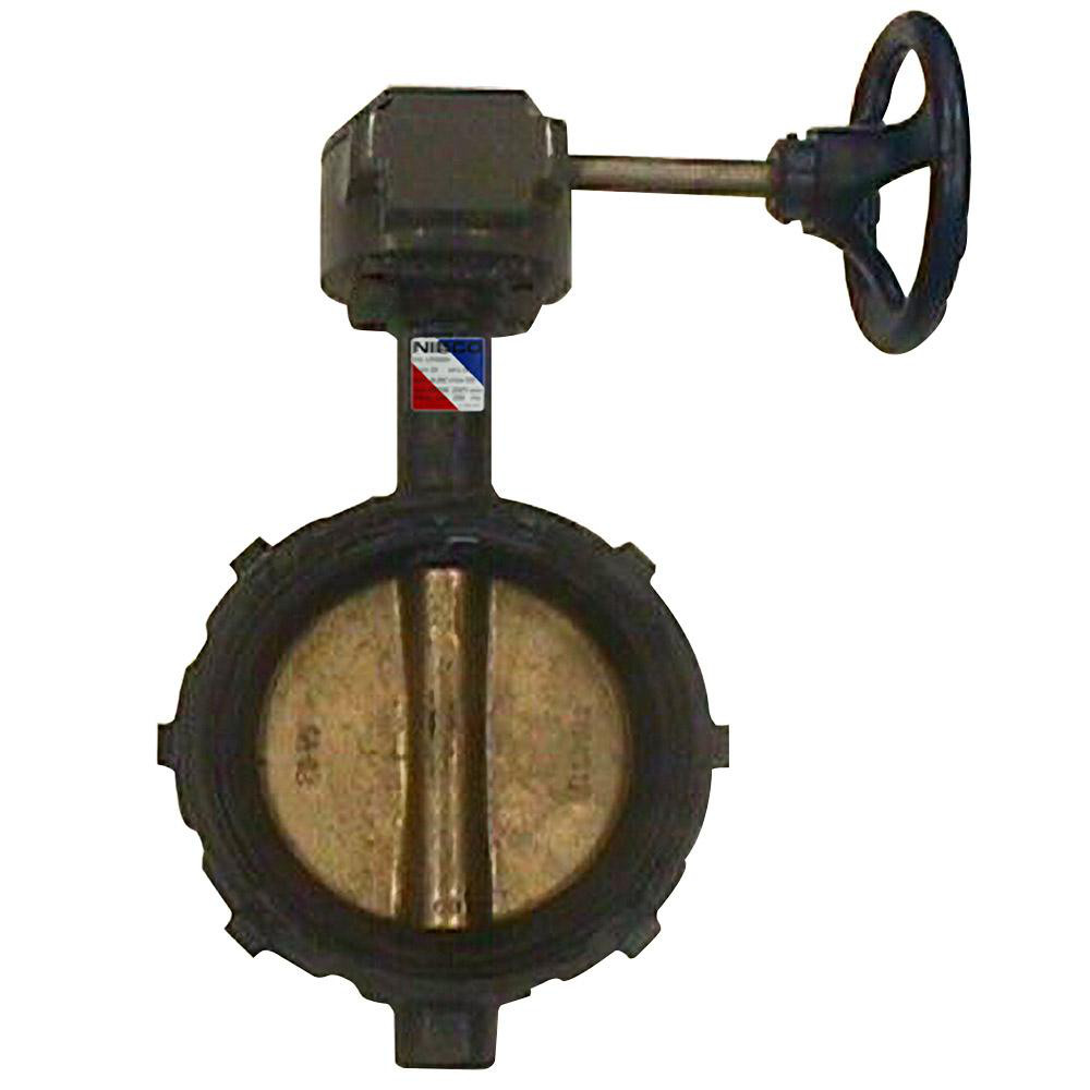 NIBCO Manual Wafer Butterfly Valve: 4" Pipe, Gear Handle - NLH160H