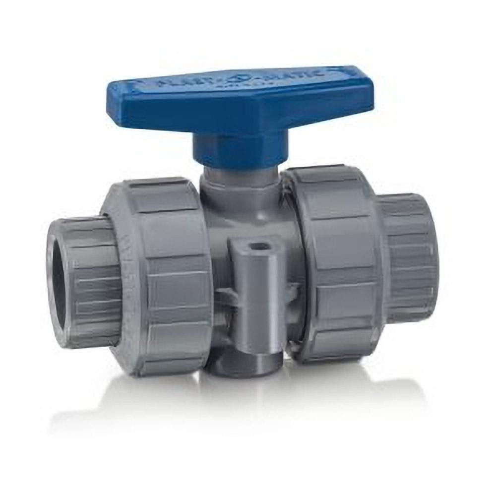 Plast-O-Matic True Union Manual Ball Valve: 1/2" Pipe, Full Port - MBV050VT-CP