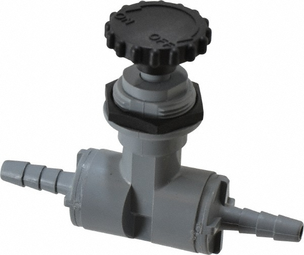 Specialty Mfr Needle Valve: Straight, 1/4" Pipe, Barbed x Barbed End, Polyvinylchloride Body, Ethylene Propylene Diene Monomer Seal - 7031290