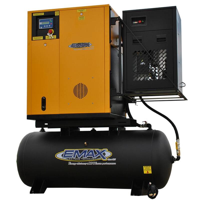 EMAX Premium Series 120 Gal. 10 HP 460-Volt 3-Phase Electric Variable Speed Rotary Screw Air Compressor W/Refrigerated Dryer - HRVK100003-460