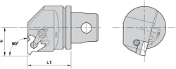 Kennametal Size KM50TS, 50mm Head Length, 35mm Ctr to Cutting Edge, Left Hand Internal Modular Threading Cutting Unit Head - 3867563