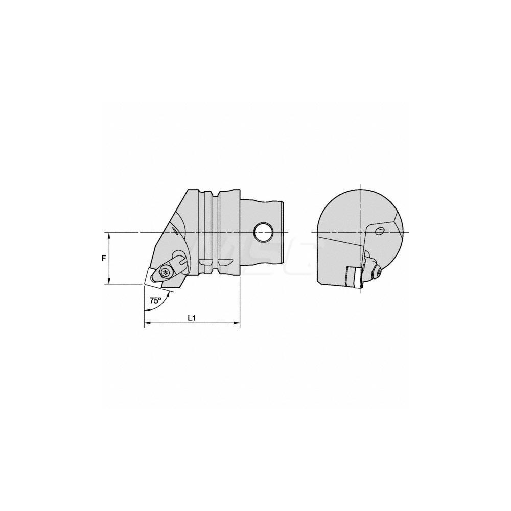 Kennametal Size KM4X63, 70mm Head Length, 38mm Ctr to Cutting Edge, Right Hand Internal/External Modular Threading Cutting Unit Head - 5552717