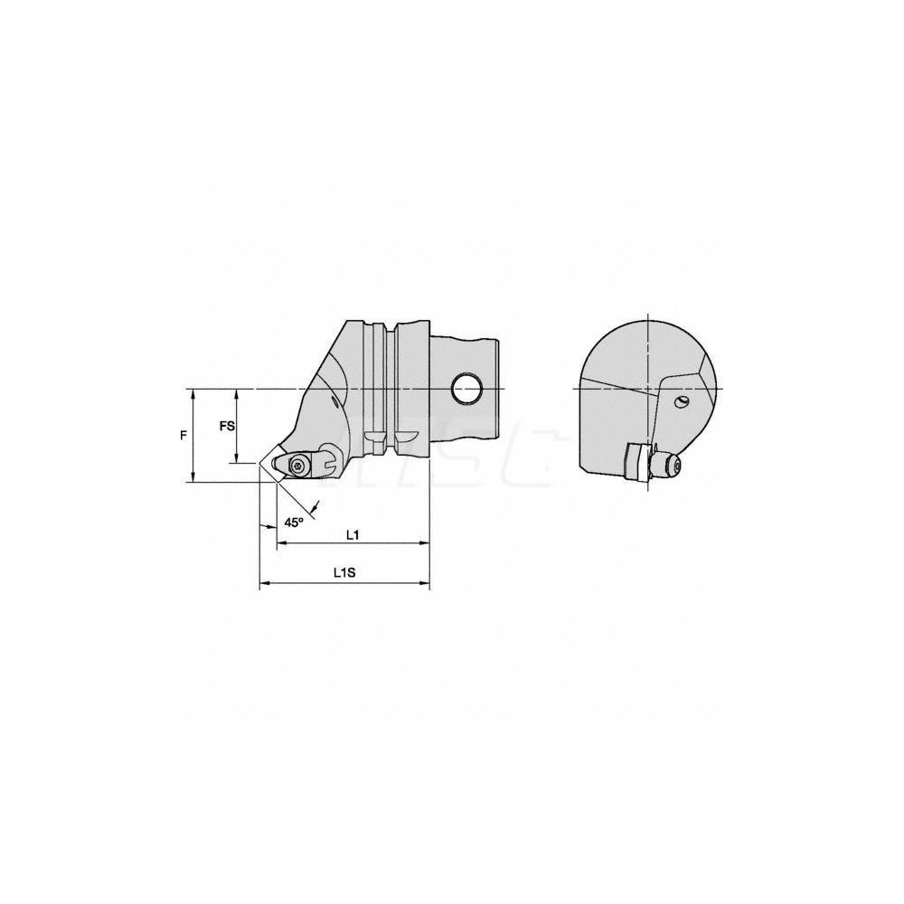 Kennametal Size KM4X63, 70mm Head Length, 43mm Ctr to Cutting Edge, Right Hand Internal/External Modular Threading Cutting Unit Head - 5552719