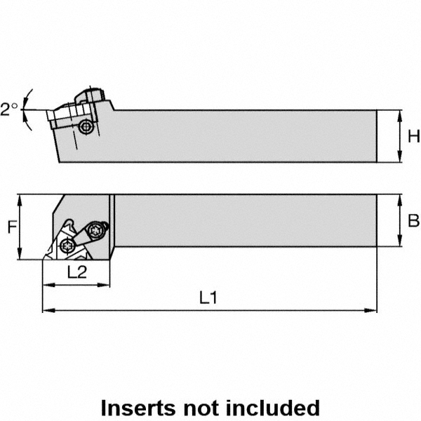 Kennametal Indexable Threading Toolholder: External, Right Hand, 32 x 32 mm Shank - 1611931