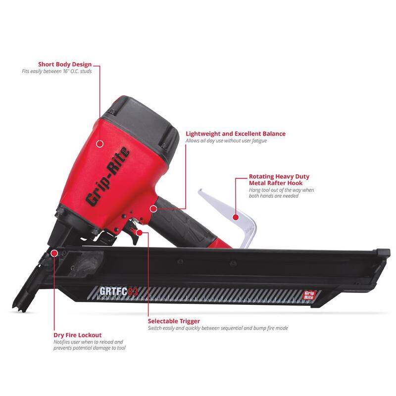 Grip-Rite 3-1/4 in. 30-Degree Framing Nailer - GRTFC83
