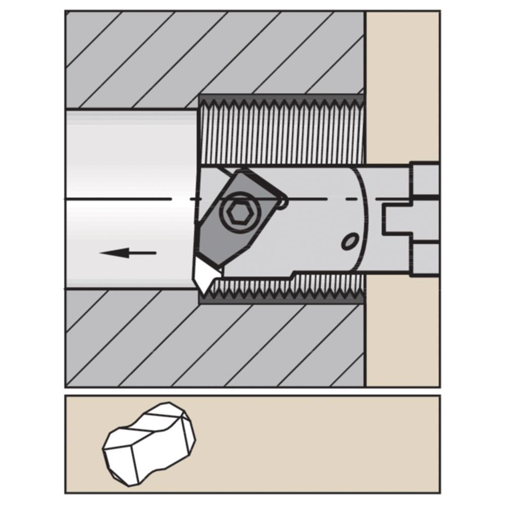 Tool-Flo Indexable Threading Toolholder: Internal, Left Hand, 1-3/4 x 1-3/4" Shank - 96402820