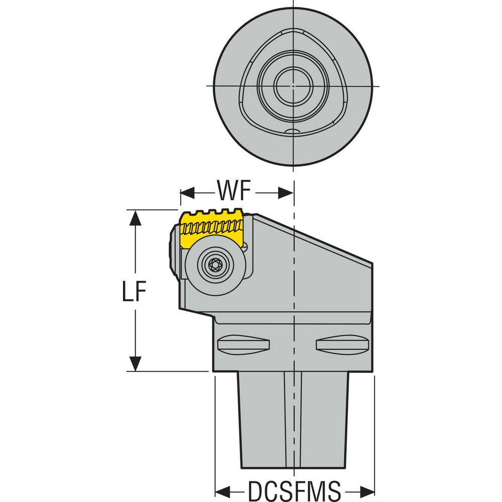 Seco Size C6, 65mm Head Length, 45mm Ctr to Cutting Edge, Right Hand External Modular Threading Cutting Unit Head - 02995828