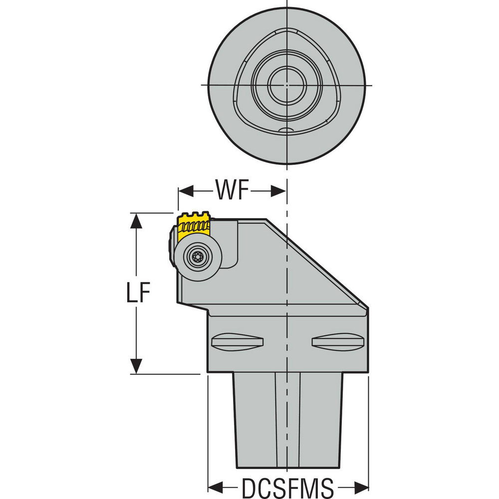 Seco Size C8, 80mm Head Length, 55mm Ctr to Cutting Edge, Right Hand External Modular Threading Cutting Unit Head - 02995821