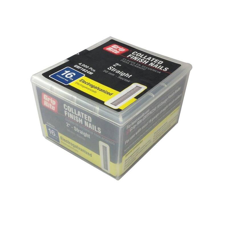 Grip-Rite 2 in. x 16-Gauge Electrogalvanized Steel Finish Nails 4000 per Box - GRF1624M