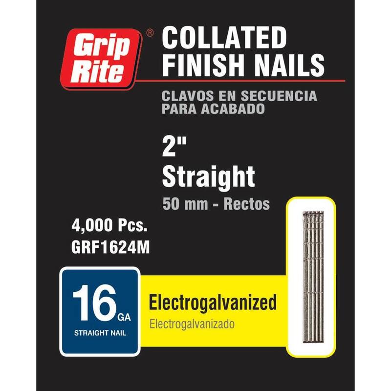 Grip-Rite 2 in. x 16-Gauge Electrogalvanized Steel Finish Nails 4000 per Box - GRF1624M
