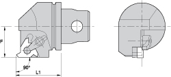 Kennametal Size KM3225, 30mm Head Length, 22mm Ctr to Cutting Edge, Right Hand Modular Threading Cutting Unit Head - 2527474