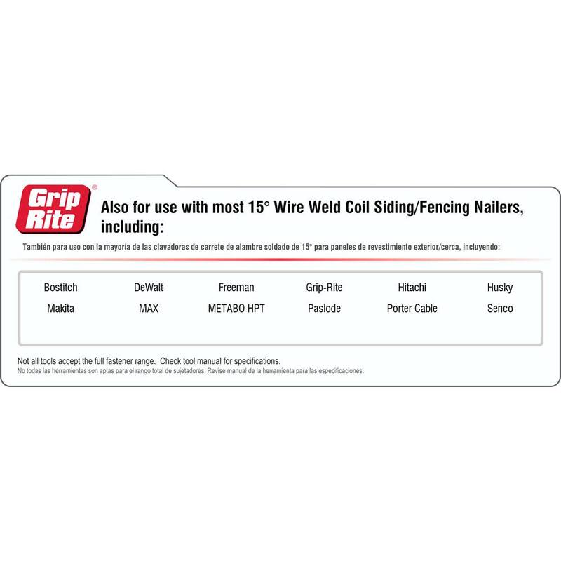 Grip-Rite 2 in. x 0.092 in. 15° Exterior Galvanized Wire Collated Ring Shank Nails 3000 per Box - GRC6R90DHG
