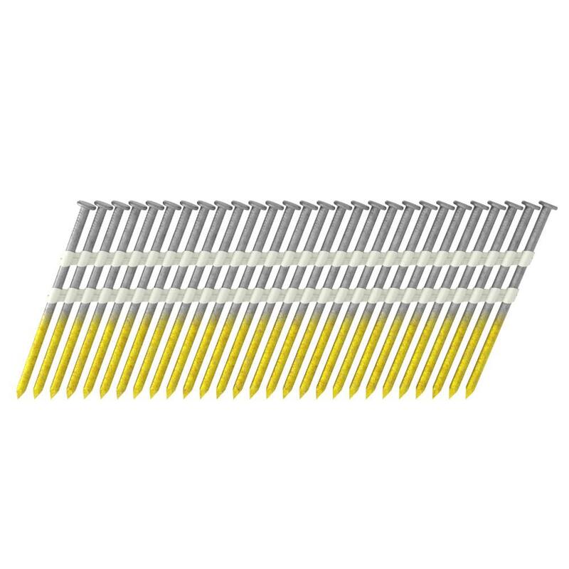 Grip-Rite 3 in. x 0.131 in. 21° Plastic Collated Bright Coated Smooth Shank Round Head Nails 1000 per Box - GR0141M