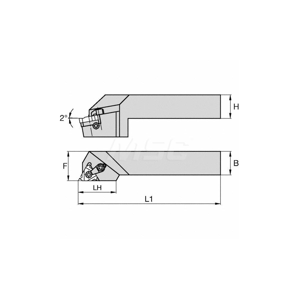 Kennametal Indexable Threading Toolholder: External, Left Hand, 25 x 25 mm Shank - 1611939