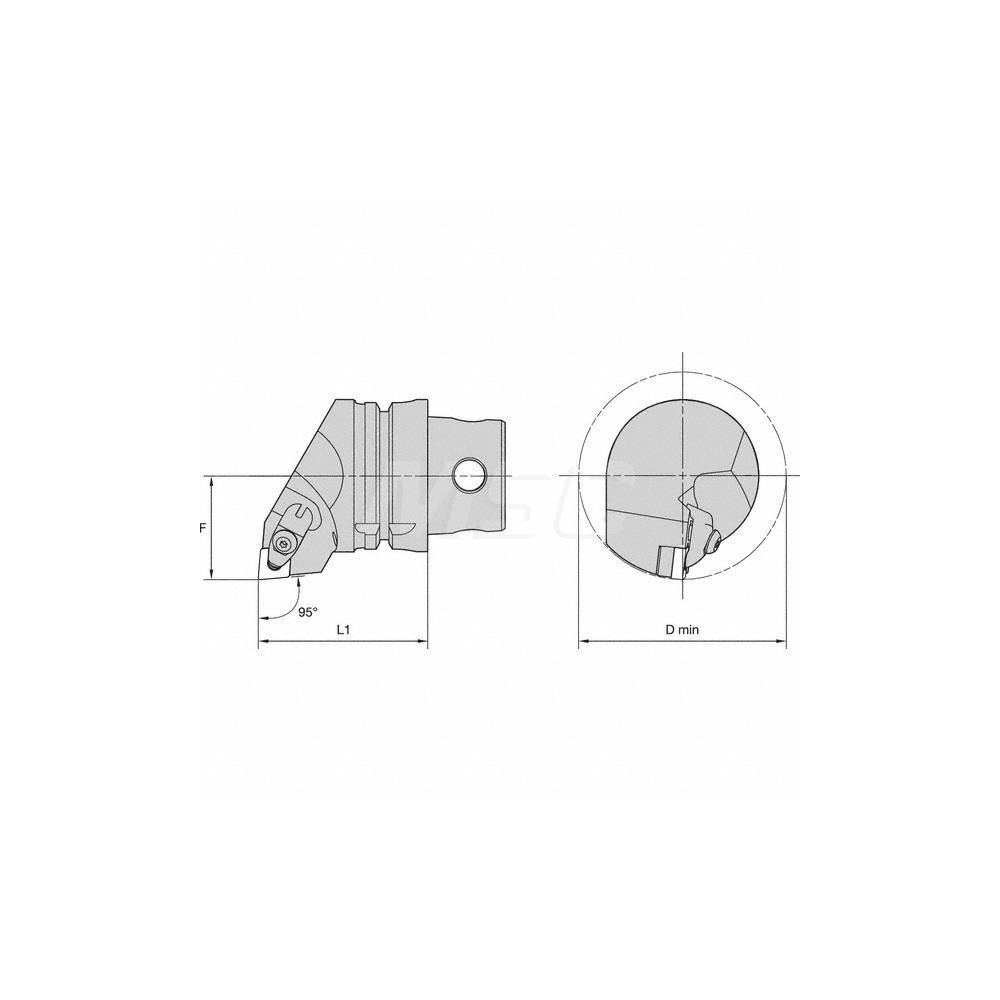 Kennametal Size KM4X63, 70mm Head Length, 43mm Ctr to Cutting Edge, Right Hand Internal/External Modular Threading Cutting Unit Head - 5543407
