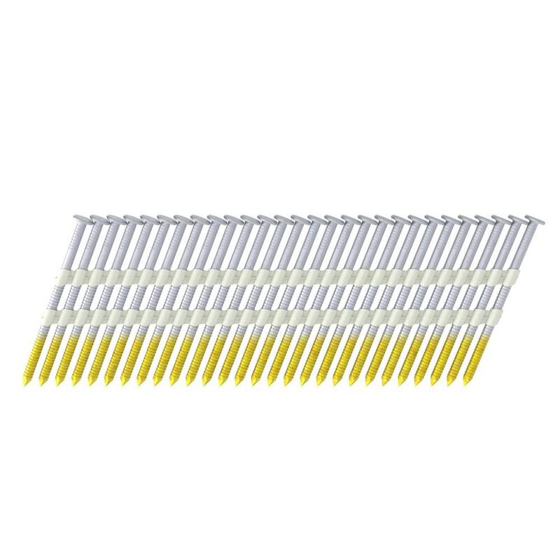 Grip-Rite 2-3/8 in. x 0.113 in. 21° Plastic Collated Exterior Galvanized Ring Shank Round Head Framing Nails 1000 per Box - GR08RHG1M