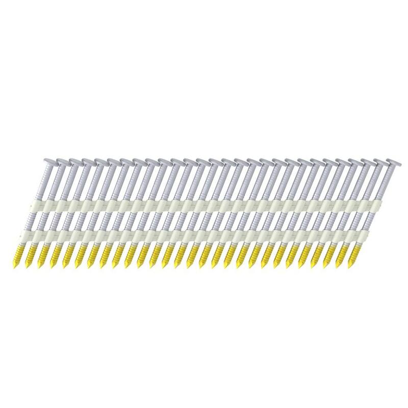 Grip-Rite 2 in. x 0.113 in. 21° Plastic Collated Exterior Galvanized Ring Shank Round Head Framing Nails 5000 per Box - GR04HG