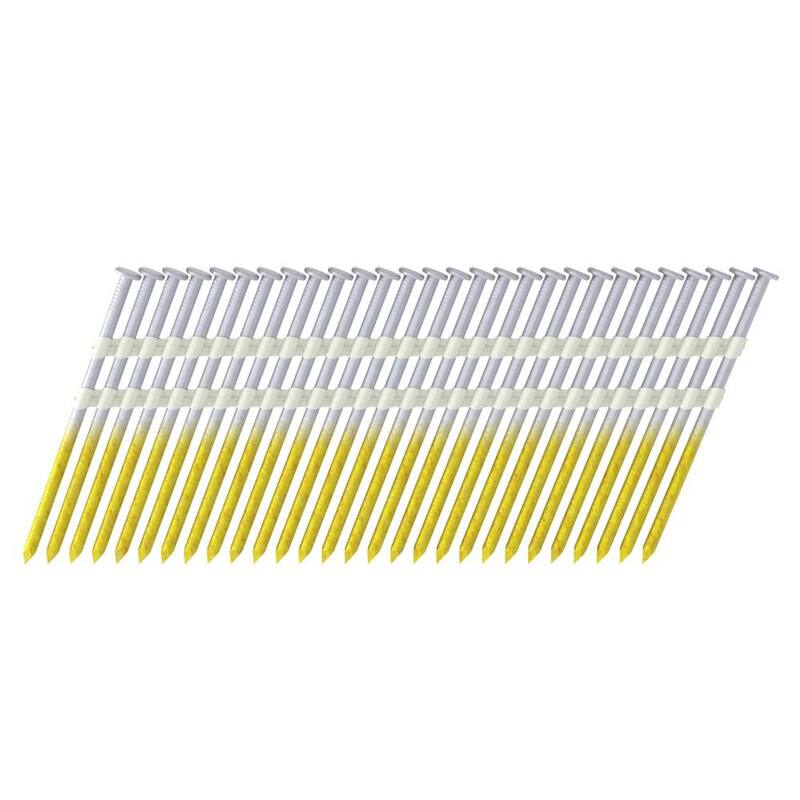 Grip-Rite 3-1/4 in. x 0.131 in. 21° Plastic Collated Exterior Galvanized Smooth Shank Round Head Framing Nails 4000 per Box - GR034HG