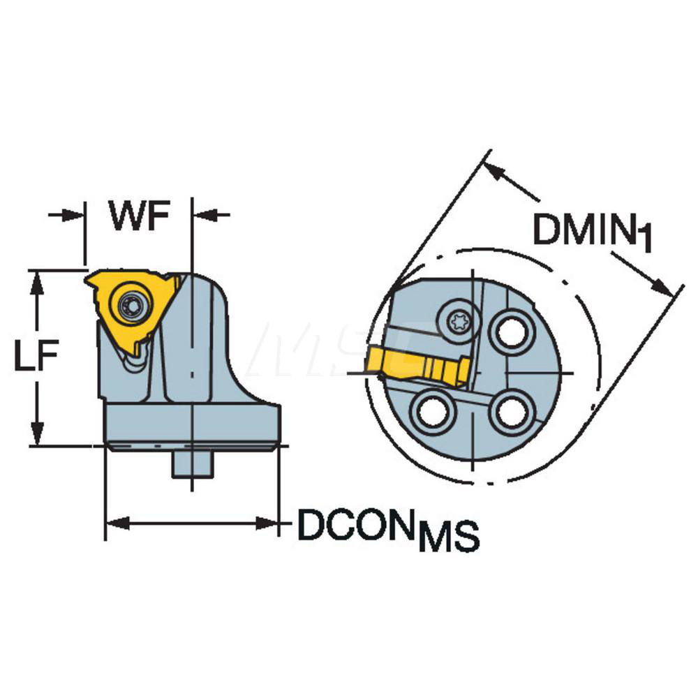 Sandvik Coromant Size 40, 32mm Head Length, 27mm Ctr to Cutting Edge, Left Hand External Modular Threading Cutting Unit Head - 5750303