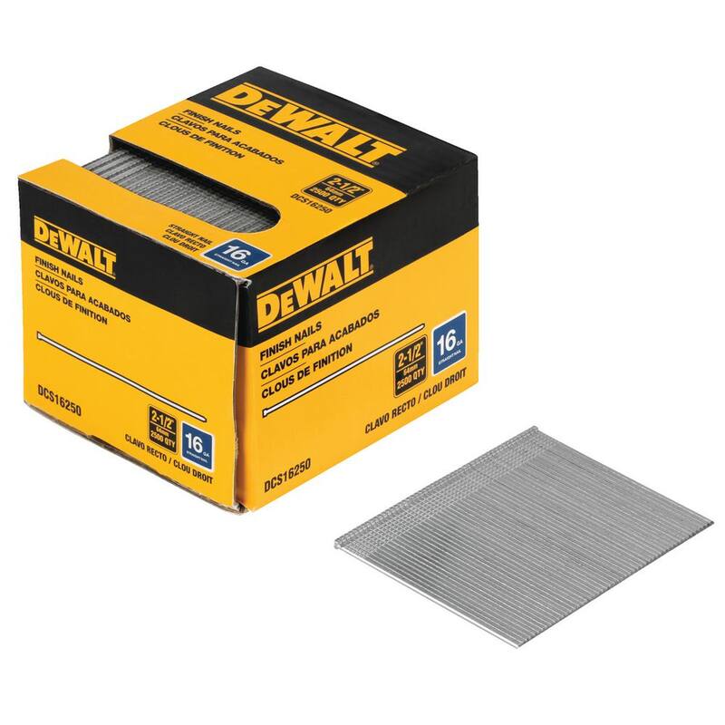 DEWALT 2-1/2 in. x 16-Gauge Plastic Collated Straight Finish Nails (2500 per Box) - DCS16250