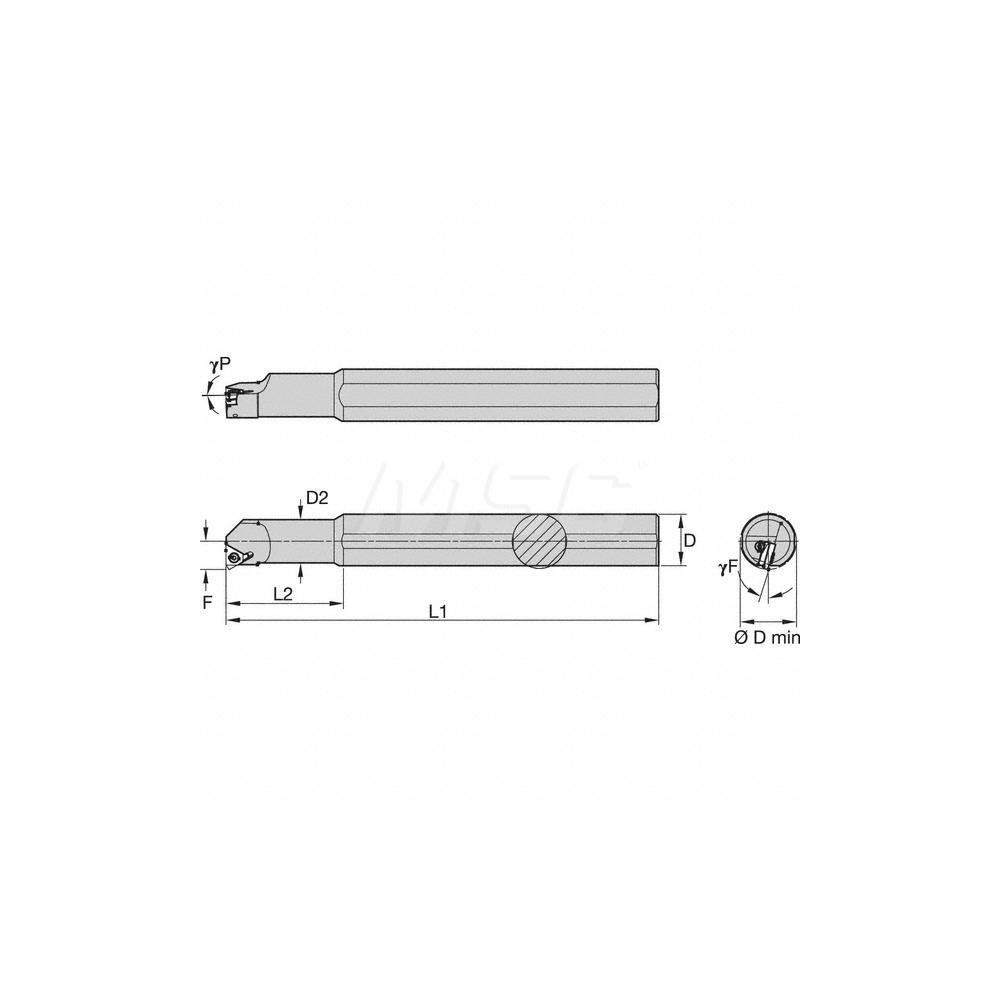 Kennametal Indexable Threading Toolholder: Internal, Left Hand, 30.82 x 32 mm Shank - 1612588