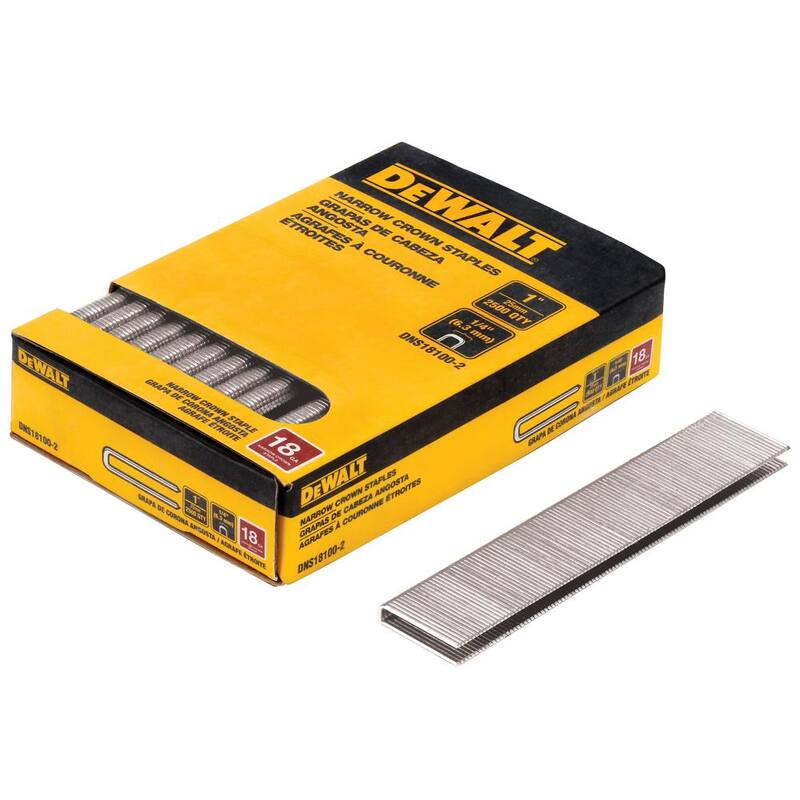 DEWALT 1/4 in. x 1 in. 18-Gauge Glue Collated Crown Staple (2500 Pieces) - DNS18100-2