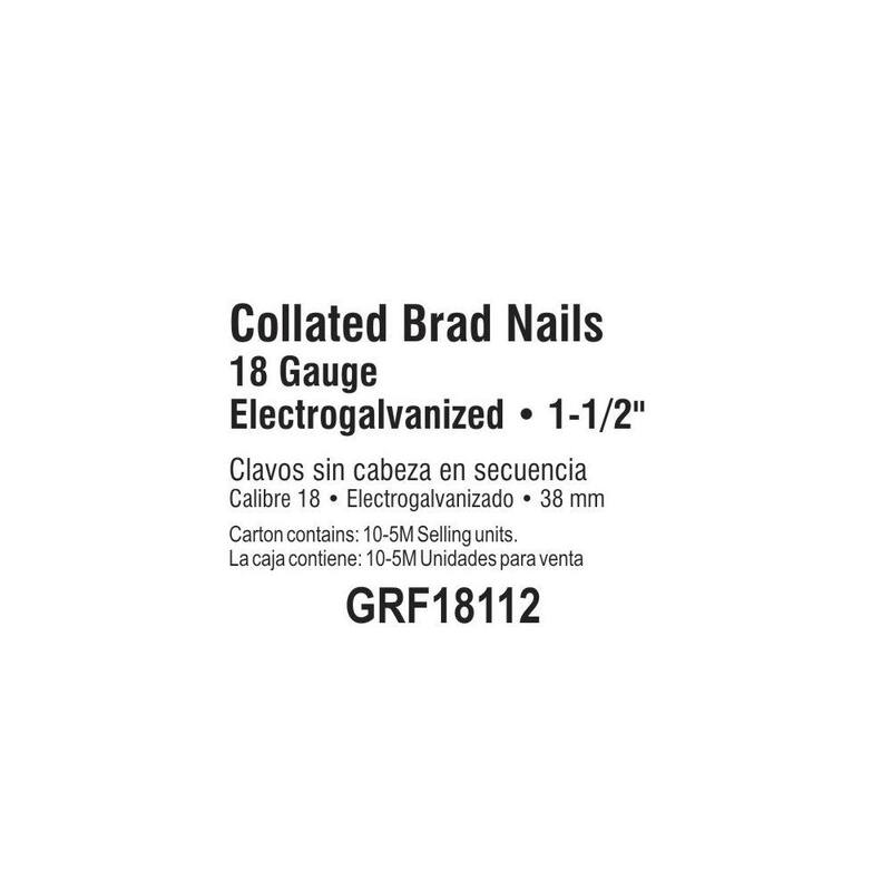Grip-Rite 1-1/2 in. x 18-Gauge Electrogalvanized Steel Brad Nails 5000 per Box - GRF18112