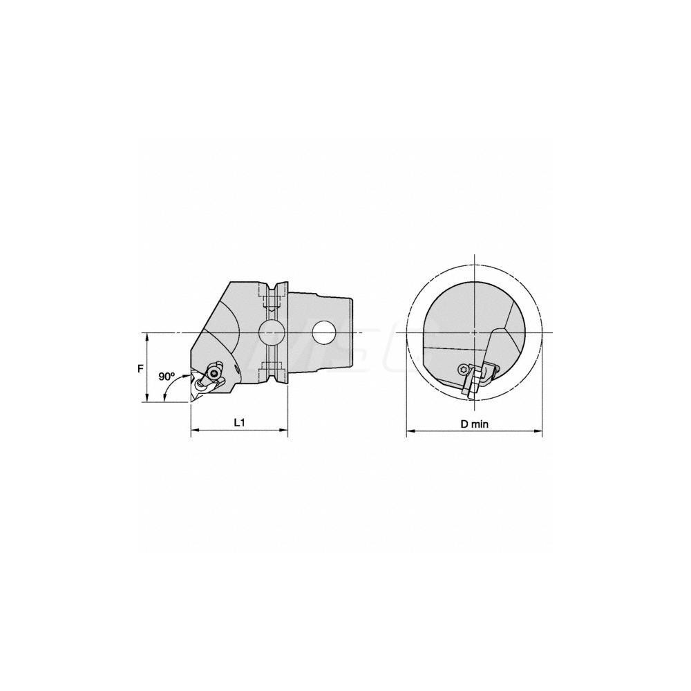 Kennametal Size KM4X63, 70mm Head Length, 43mm Ctr to Cutting Edge, Right Hand Internal Modular Threading Cutting Unit Head - 5578530