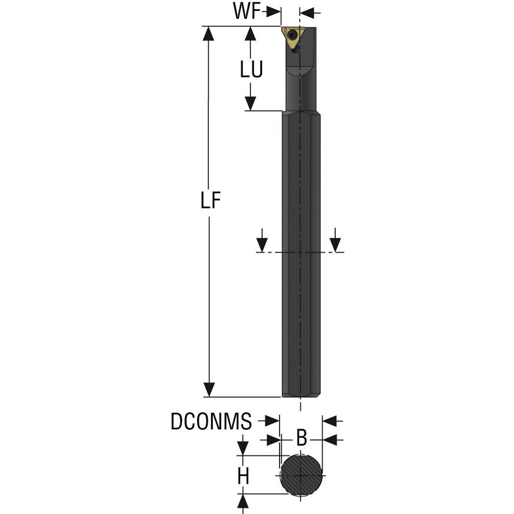 Seco Indexable Threading Toolholder: Internal, Right Hand, 18 x 20 mm Shank - 75025414