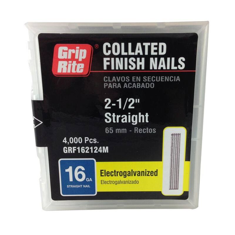 Grip-Rite 2-1/2 in. x 16-Gauge Electrogalvanized Steel Finish Nails 4000 per Box - GRF162124M