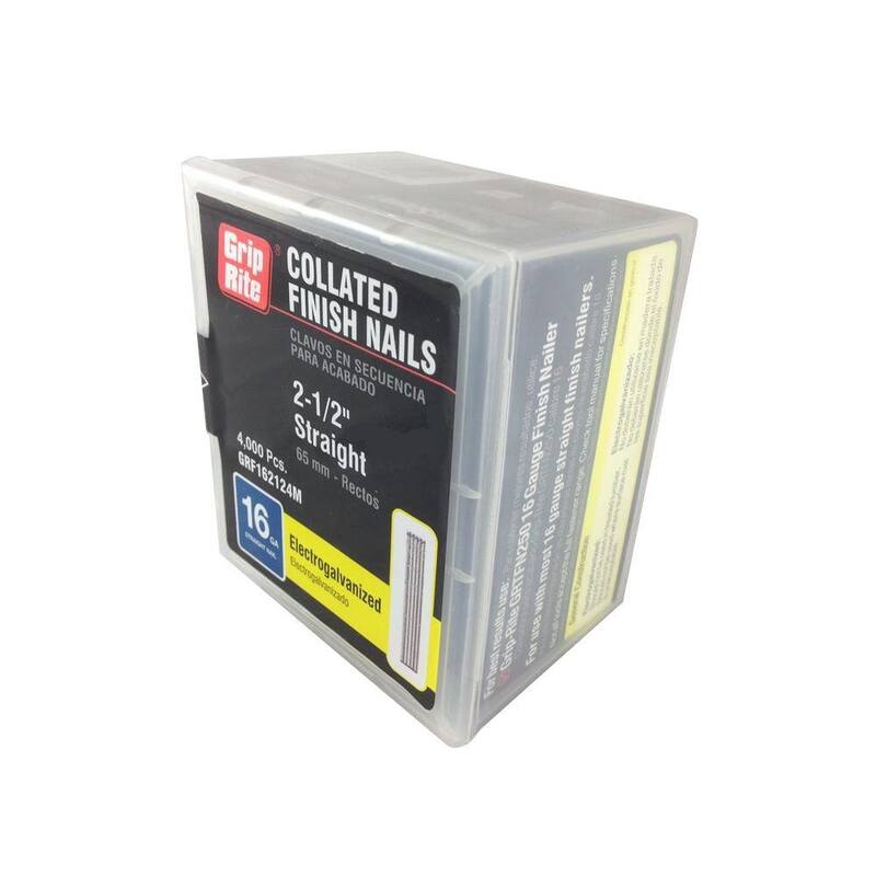 Grip-Rite 2-1/2 in. x 16-Gauge Electrogalvanized Steel Finish Nails 4000 per Box - GRF162124M