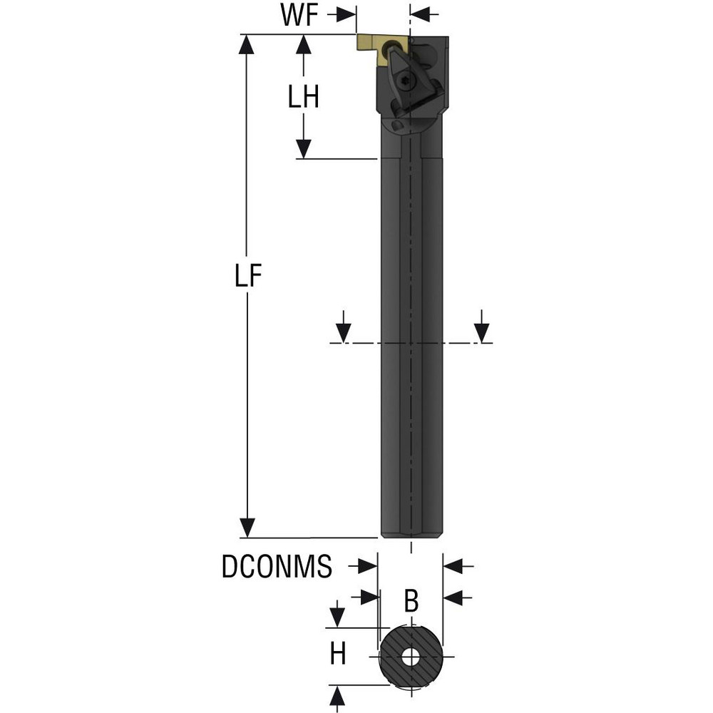 Seco Indexable Threading Toolholder: Internal, Right Hand, 47 x 48.5 mm Shank - 02556138