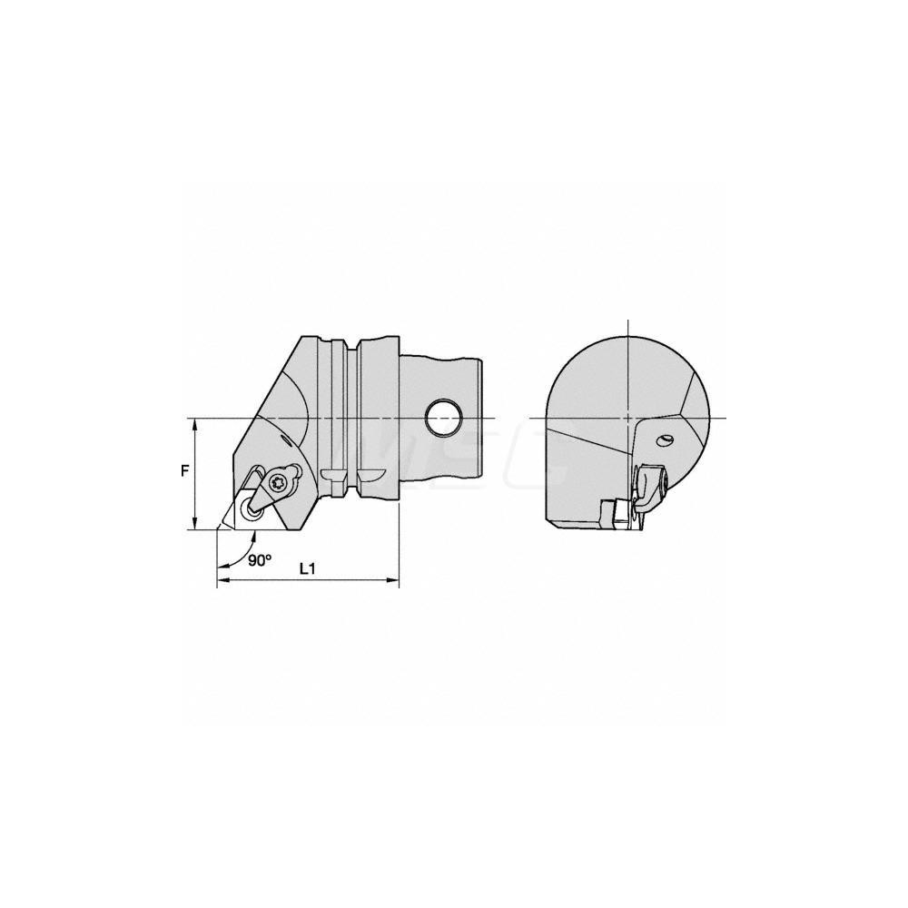 Kennametal Size KM4X63, 70mm Head Length, 43mm Ctr to Cutting Edge, Left Hand Internal/External Modular Threading Cutting Unit Head - 5578535