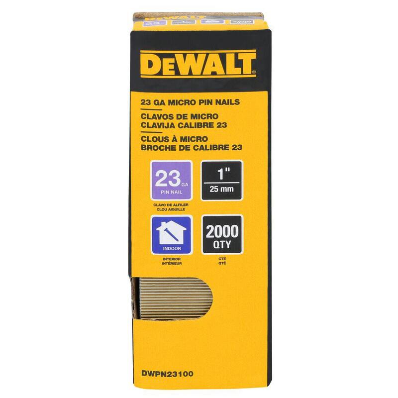 DEWALT 1 in. x 23-Gauge Bright Finish Pin Nail (2000-Pack) - DWPN23100