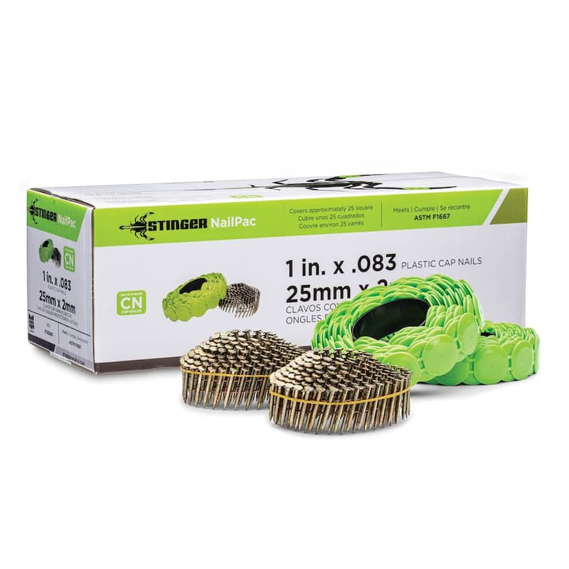 Stinger NailPac 1 in. Collated Roofing Nail with Cap (2000-Pack) - 0136260