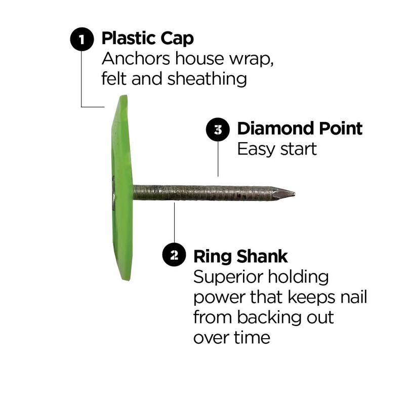 Stinger NailPac 1 in. Collated Roofing Nail with Cap (2000-Pack) - 0136260