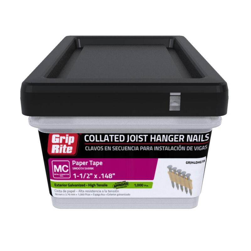Grip-Rite 1-1/2 in. x 0.148 in. 33° Paper Collated Exterior Galvanized Hardened Smooth Shank Joist Hanger Nails 1000 per Box - GRJH4DHG1M