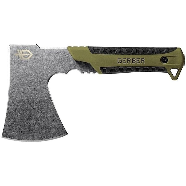 Gerber 31003482 Pack Hatchet, Stainless Steel Blade, Rubber Handle, Full Tang Handle, Flat Sage Handle - 31-003482N