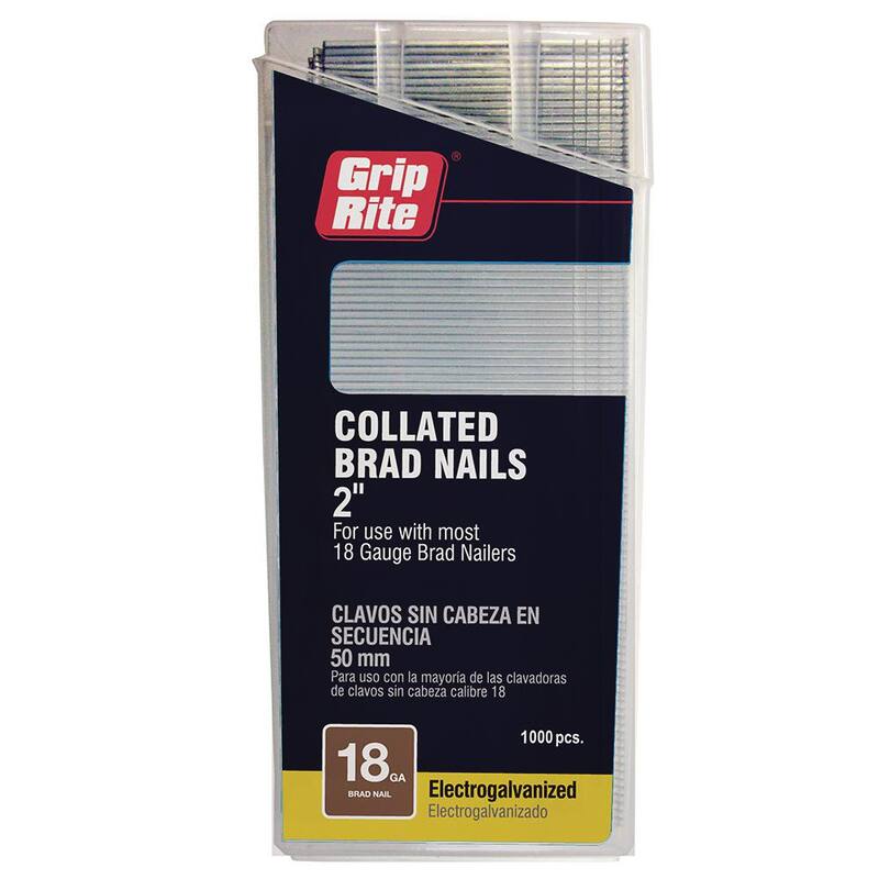 Grip-Rite 2 in. x 18-Gauge Electrogalvanized Brad Nails 1000 per Box - GRF182M