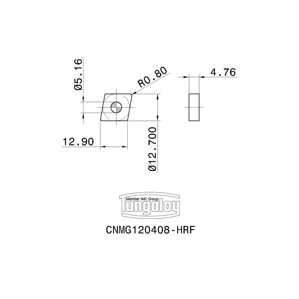 Tungaloy Turning Insert: CNMG432HRF AH8015, Carbide - 6741634