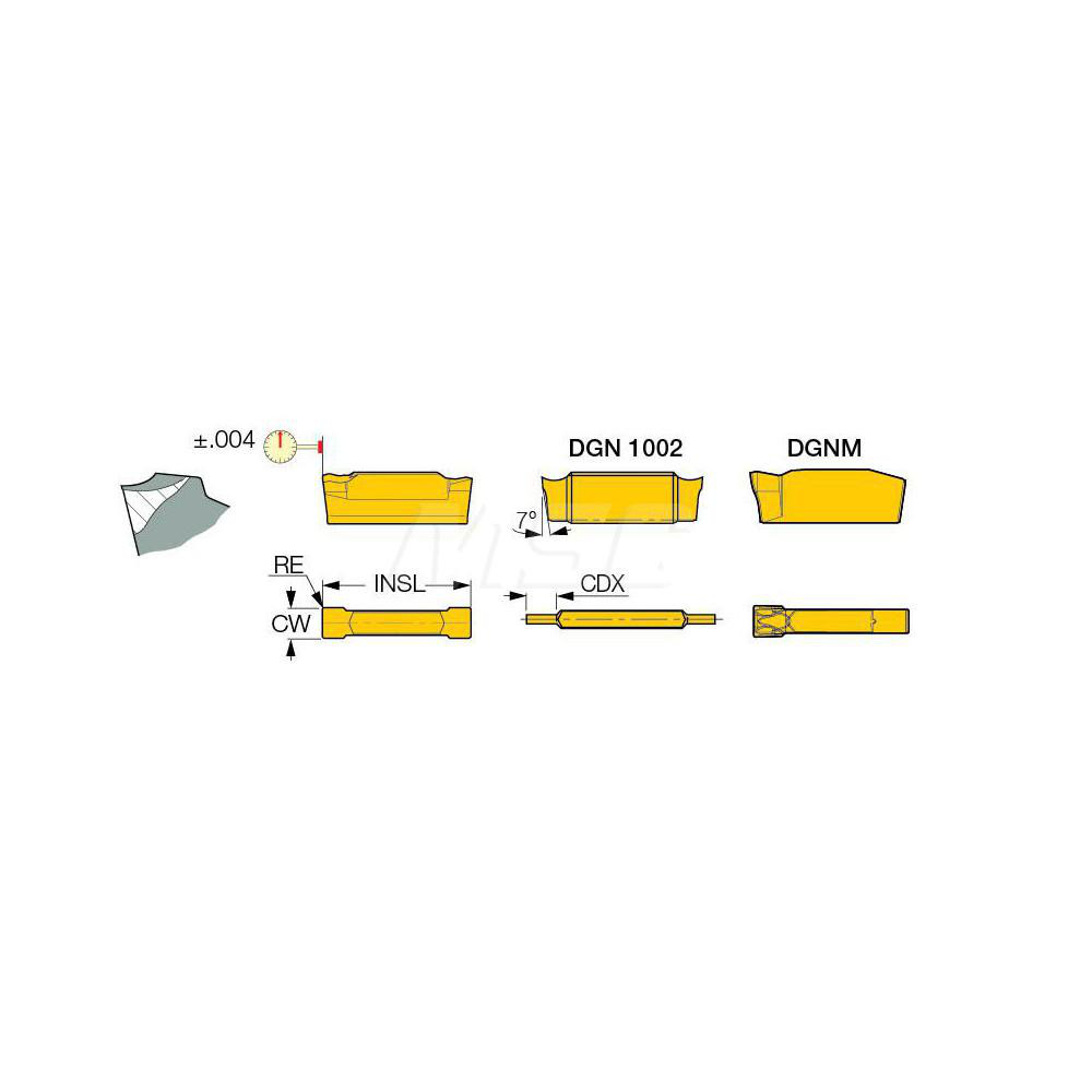 Iscar Cutoff Insert: DGN3102J IC808, Carbide, 3.10 mm Cutting Width, 0.1220" Cutting Width - 6011371